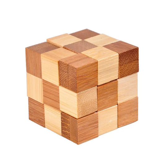 Casse-tête du Cube à Damier de Bois